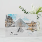 Watercolor Louvre Kerstkaart – Elegant (Staand voorkant)