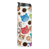 Watercolor "LOVE DAD" Cats & Coffee Seamless Patte Thermosbeker (Geroteerd rechts)