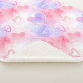 Watercolor Love Flow Pastel Pink Purple Heart Sherpa Deken (3/4)