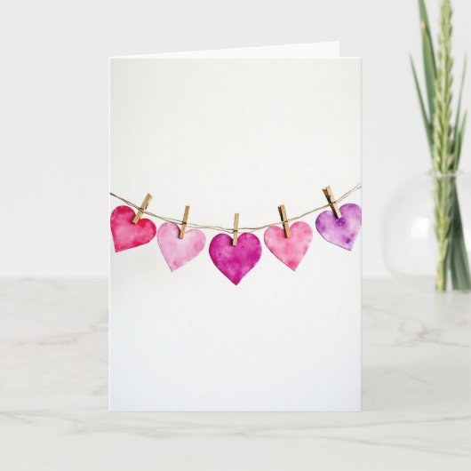 Watercolor Love Hearts Card Kaart (Voorkant)