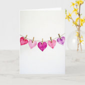 Watercolor Love Hearts Card Kaart (Gele Bloem)