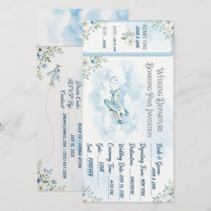 Watercolor lucht blauwe instapkaart Huwelijkskaart Save The Date