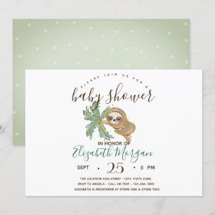 Watercolor Luiaard Stippen Baby Shower Kaart