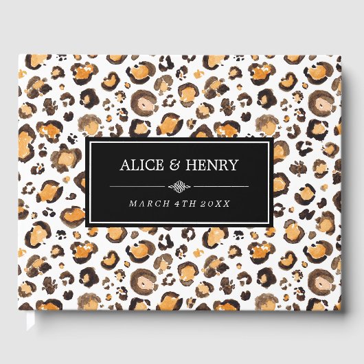 Watercolor Luipaardprint Bruiloft Gastenboek (Voorkant)