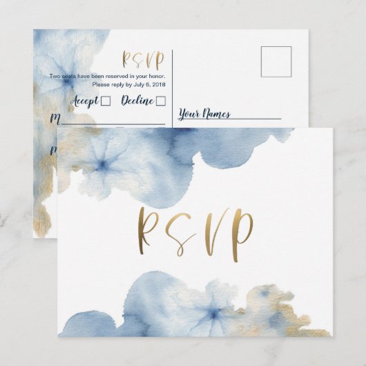 Watercolor Lux RSVP-ansichtkaart Uitnodiging Briefkaart (Voorkant / Achterkant)