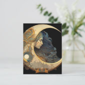 Watercolor Maan Godin Feestdagenkaart (Staand voorkant)