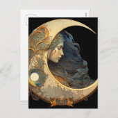 Watercolor Maan Godin Feestdagenkaart (Voorkant / Achterkant)