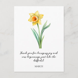 WATERCOLOR MAART NARCIS GEBOORTEBLOEM  BRIEFKAART