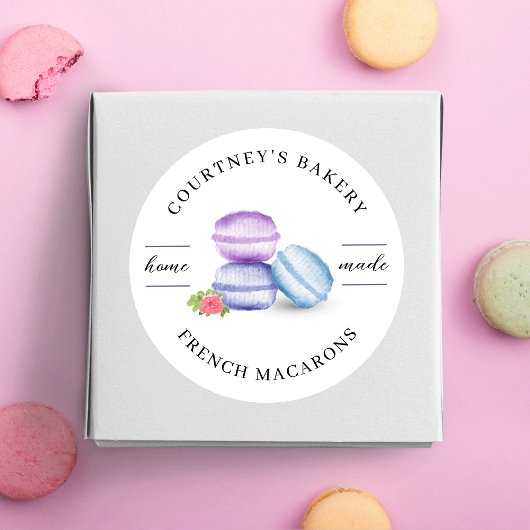 Watercolor Macarons Dessert Banketbakkerij Thuisge Ronde Sticker