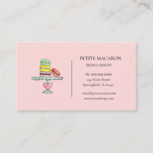 Watercolor Macarons roze bakkerij visitekaartje
