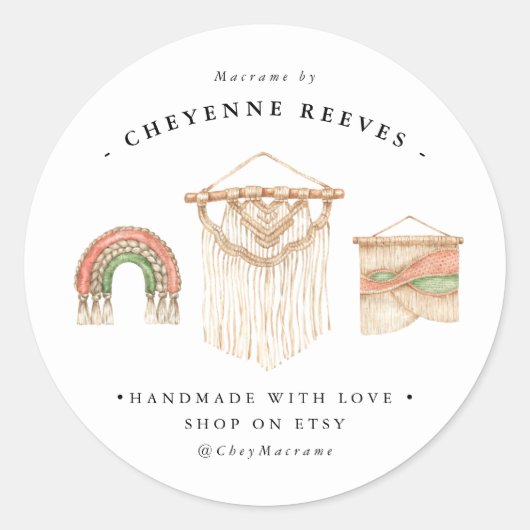 Watercolor Macramé Logo | Zakelijke Stickers (Voorkant)