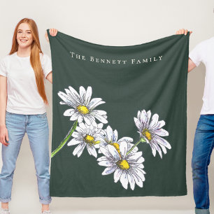 Watercolor Madelief Boho Familie Kerstcadeau Fleece Deken