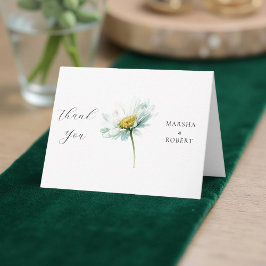 Watercolor Madelief Elegante Trouwbloemen Bedankkaart