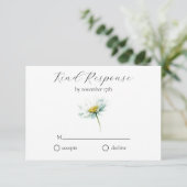 Watercolor Madelief Rustieke Bloemencode QR Code T RSVP Kaartje (Staand voorkant)