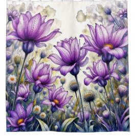 Watercolor Madeliefje Bloem Ontwerp Douchegordijn