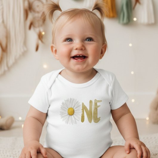 Watercolor madeliefje eerst, één romper