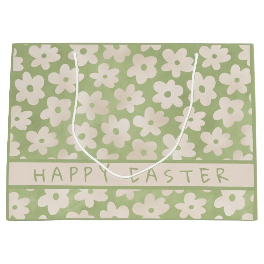 Watercolor Madeliefje Persoonlijk Gelukkig Pasen Groot Cadeauzakje (Voorkant)