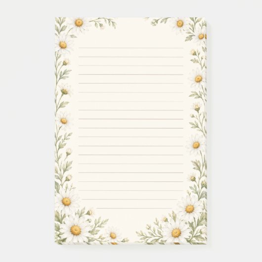 Watercolor Madeliefje Tuin Gelinieerd Post-it® Notes (Voorkant)
