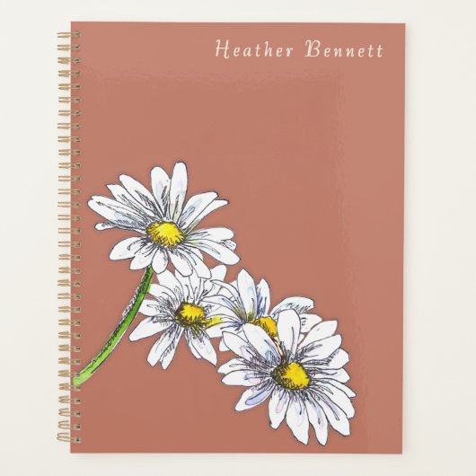Watercolor Madeliefjes Bloem Boho Kerstcadeau Planner (Voorkant)
