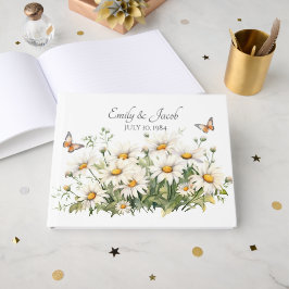 Watercolor Madeliefjes Boeket Voor Jubileumfeest Gastenboek