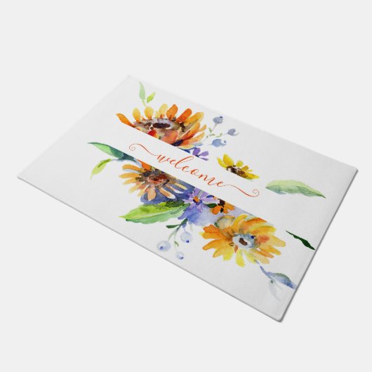 Watercolor madeliefjes gepersonaliseerd  deurmat (Schuin)
