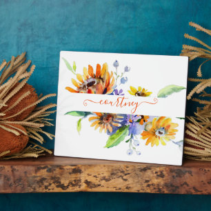 Watercolor madeliefjes gepersonaliseerd fotoplaat