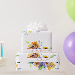 Watercolor madeliefjes gepersonaliseerd inpakpapie cadeaupapier