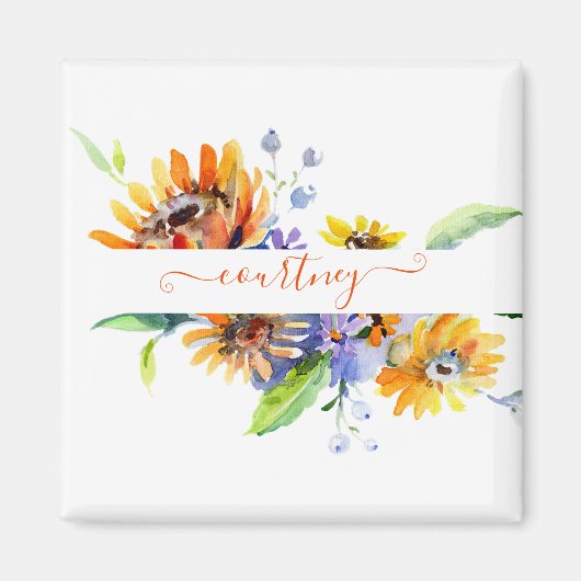 Watercolor madeliefjes gepersonaliseerd magneet (Voorkant)