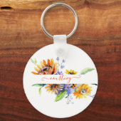 Watercolor madeliefjes gepersonaliseerd sleutelhanger (Voorkant)