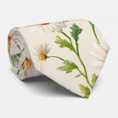 Watercolor Madeliefjes Patroon Stropdas (Opgerold)