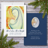 Watercolor Madonna en Kind Plat Kerstkaart