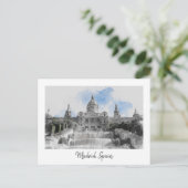 Watercolor Madrid Landscape Postcard – Scenic Feestdagenkaart (Staand voorkant)