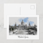 Watercolor Madrid Landscape Postcard – Scenic Feestdagenkaart (Voorkant / Achterkant)