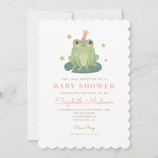 Watercolor Magic Frog  Baby Shower Invitation Kaart (Voorkant)