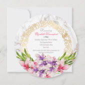 Watercolor Magnoilia Bloemen op Marmeren Bruids-Th Kaart (Achterkant)