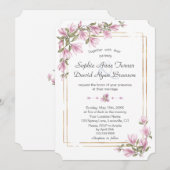 Watercolor Magnolia Bloemen Bloeien Gouden Bruilof Kaart (Voorkant / Achterkant)