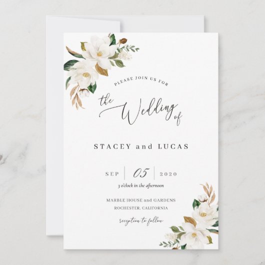 Watercolor Magnolia Bloemen Kaart (Voorkant)