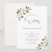 Watercolor Magnolia Bloemstuk Kaart (Voorkant / Achterkant)