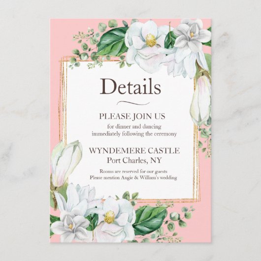 Watercolor Magnolia Blush Informatiekaartje (Voorkant)