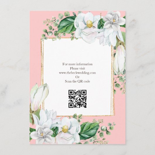 Watercolor Magnolia Blush Informatiekaartje (Achterkant)