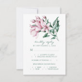 Watercolor Magnolia Boeket Huwelijksmenu Keuze RSVP Kaartje (Voorkant)