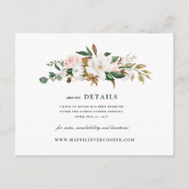 Watercolor Magnolia Huwelijksdetailkaart Informatiekaartje