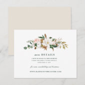 Watercolor Magnolia Huwelijksdetailkaart Informatiekaartje (Voorkant / Achterkant)