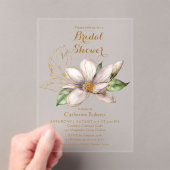 Watercolor Magnolia Purple Floral Bridal Shower Acryl Uitnodigingen (Insitu (Draagbaar))