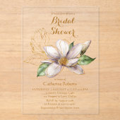 Watercolor Magnolia Purple Floral Bridal Shower Acryl Uitnodigingen (Voorkant)