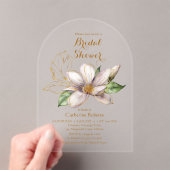 Watercolor Magnolia Purple Floral Bridal Shower Acryl Uitnodigingen (Insitu (Draagbaar))