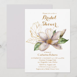 Watercolor Magnolia Purple Floral Bridal Shower Kaart