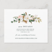 Watercolor Magnolia Trouwkaart Details Informatiekaartje (Voorkant)