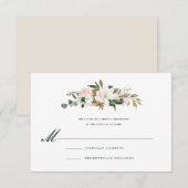 Watercolor Magnolia Trouwkaart RSVP Kaartje (Voorkant / Achterkant)