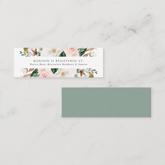 Watercolor Magnolias | Kaartjes bruidscadeauregist (Voorkant / Achterkant)